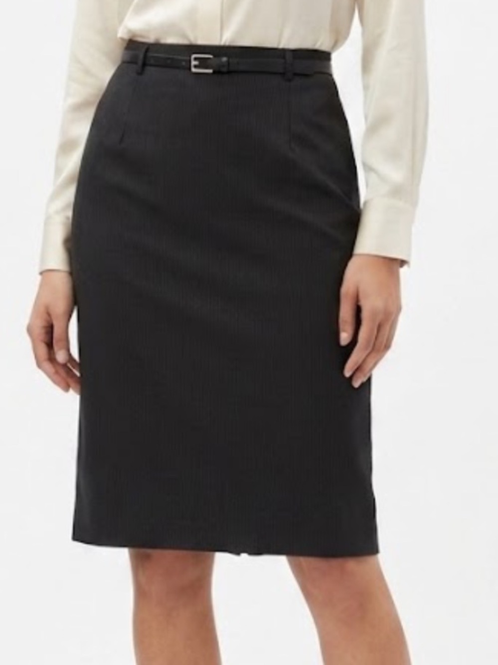 ANTONIO MELANI Black Pinstripe Pencil Skirt